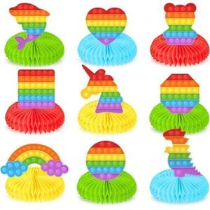 NWT 9Pcs Pop Push Bubble Honeycomb Centerpieces, Fidget Toy Party Table Decorati